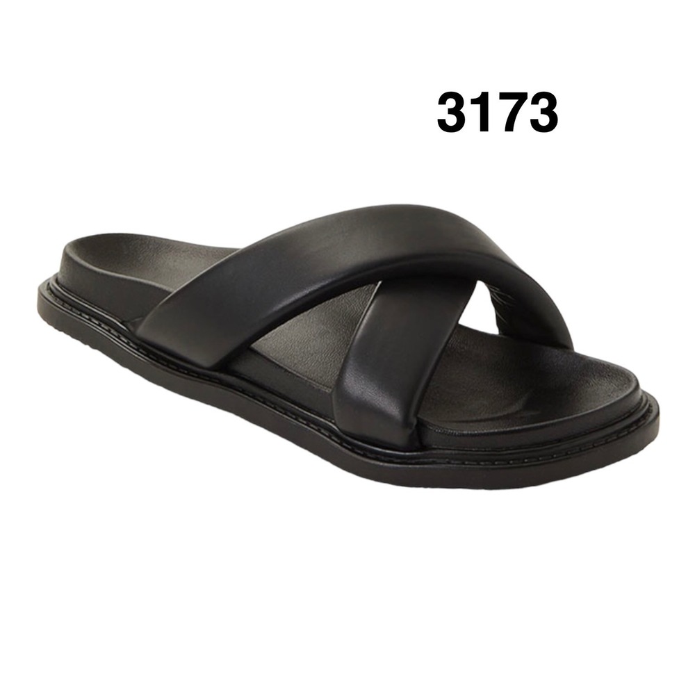 PacSun Womens Size 8 Black Slides Crisscross Faux Leather Cushioned Sandals New
